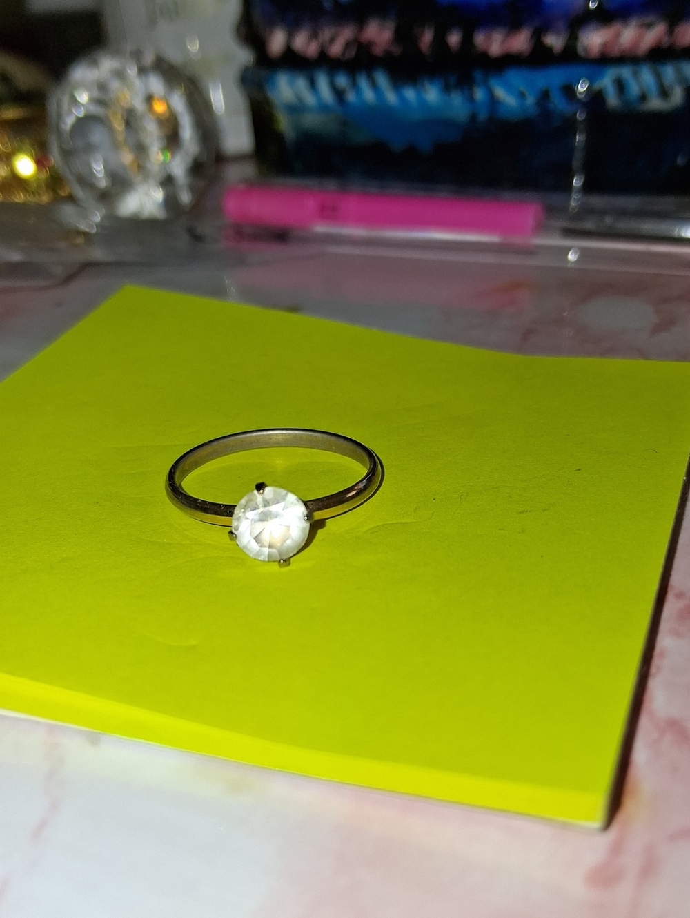 Classic Silver Ring with White Stone - Women's Jewelry